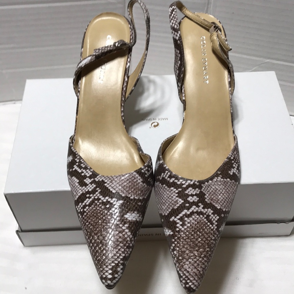 Colin Stuart leather upper sling back pointy toe heels. NWOT